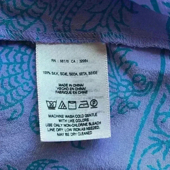 Anthropology 100% Silk Halter Tank Top Lavender Purple Teal Pattern Women Sz 10 - Picture 9 of 11